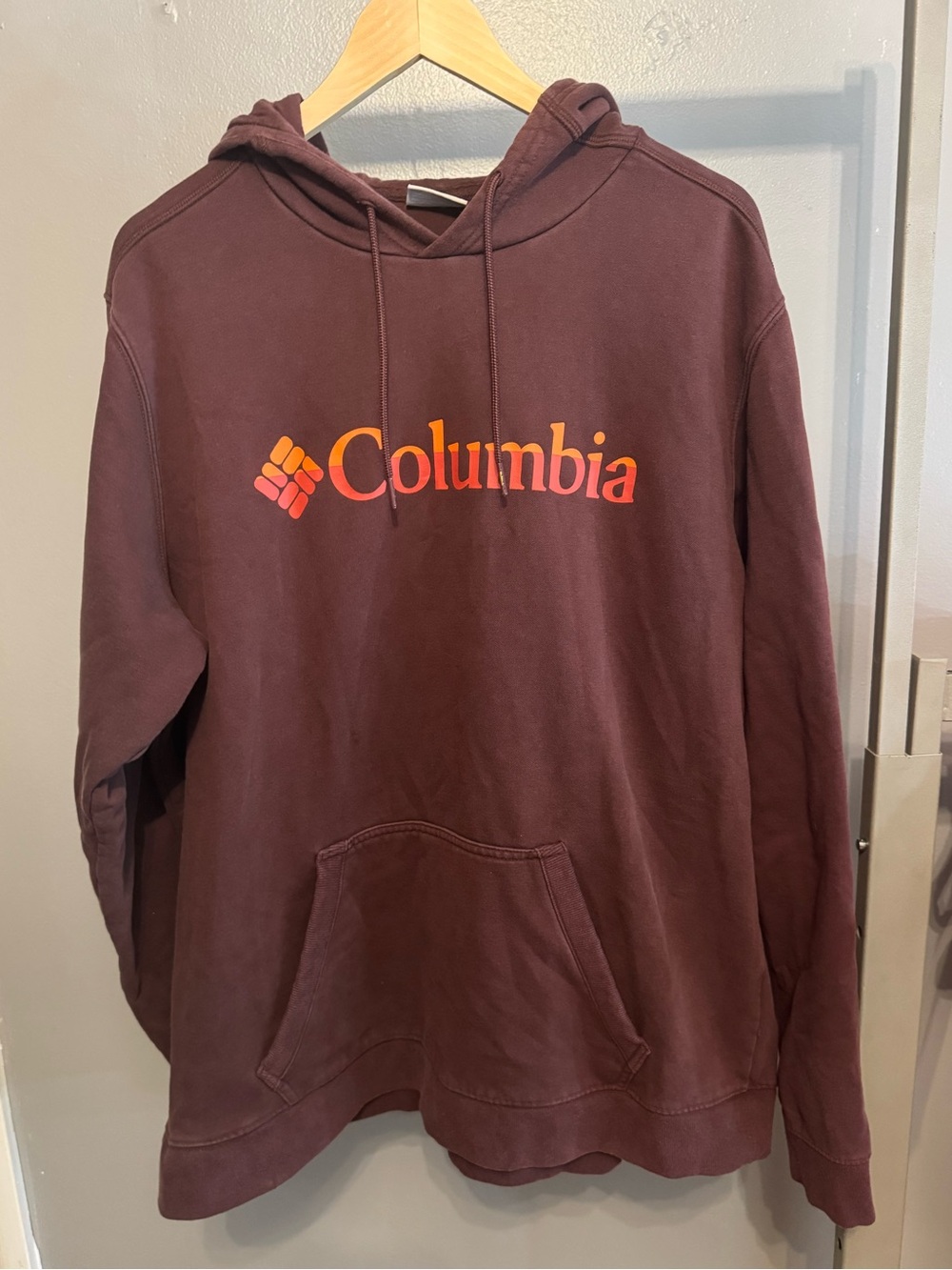 Columbia Maroon Hoodie with Orange Logo